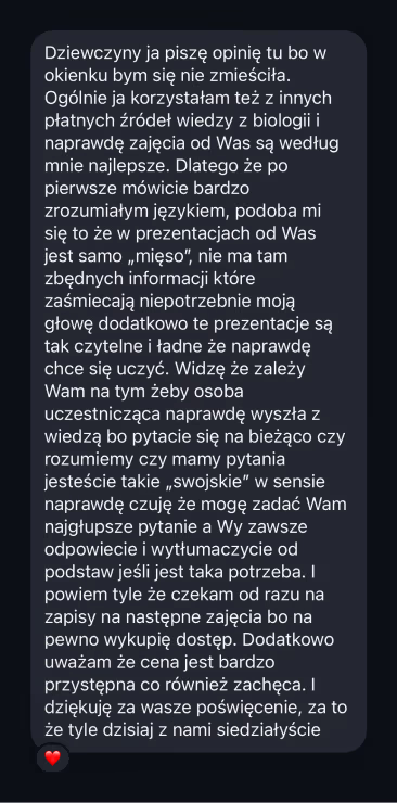 Opinia ucznia Biolcheck