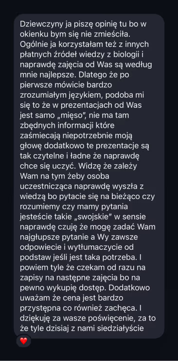 Opinia ucznia Biolcheck